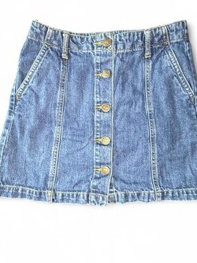 Forever 21 Blue Button-Front Denim Mini Skirt
